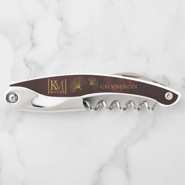 Moonlight Romance Wedding Trauzeuge Burgundy ID881 Kellnermesser (Vorderseite)