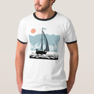 Moonlight Sailing Mens Ringer T - Shirt