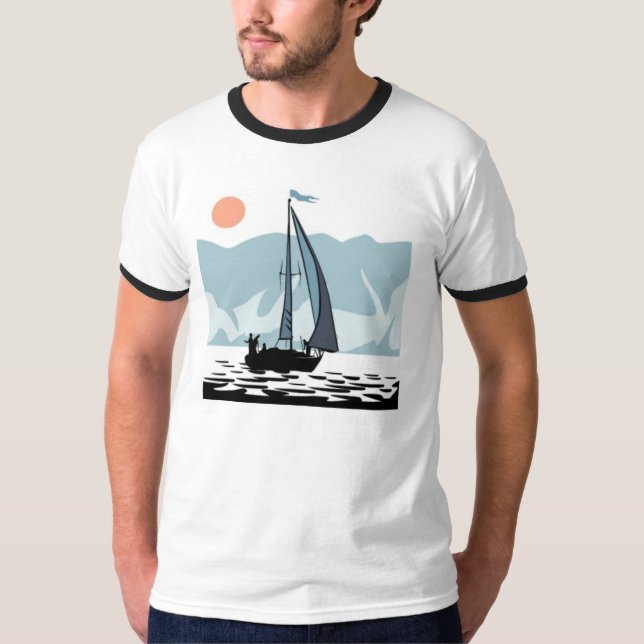 Moonlight Sailing Mens Ringer T - Shirt (Vorderseite)