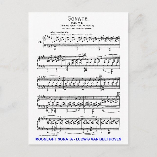 Moonlight-Sonata-Ludwig-Beethoven Postkarte (Vorderseite)