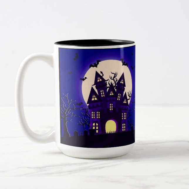 Moonlight Spuk Mansion Zweifarbige Tasse (Links)