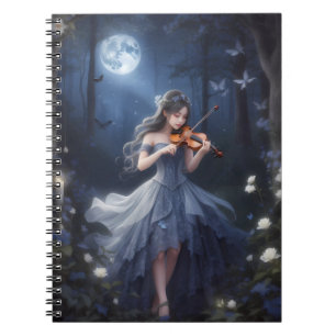 Moonlight Symphony - Dreamy Violin Playing Girl Notizblock
