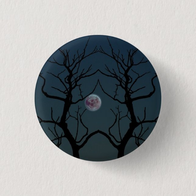 Moonlight Tree Silhouette Button (Vorderseite)