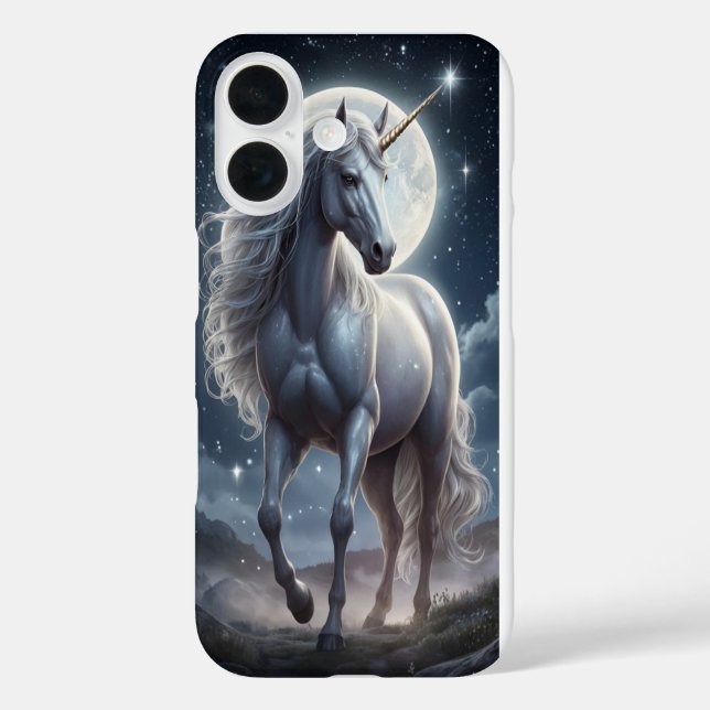 Moonlight Unicorn iPhone 16 Hülle (Rückseite)