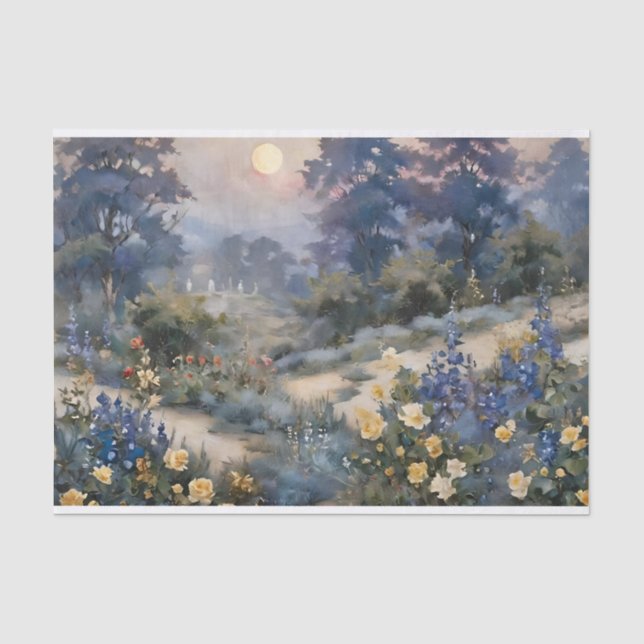 Moonlight-Verzauberter Garten Seidenpapier (Vorderseite)