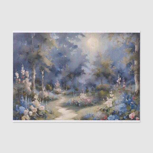 Moonlight-Verzauberter Garten Seidenpapier (Vorderseite)