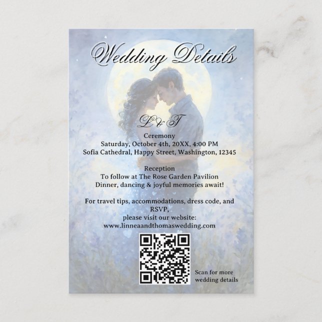 Moonlight Wedding Celestis Liebe Night Sky Thema Begleitkarte (Vorderseite)