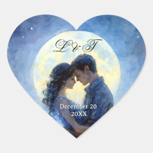 Moonlight Wedding Celestis Liebe Night Sky Thema Herz-Aufkleber