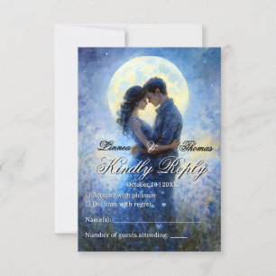 Moonlight Wedding Celestis Liebe Night Sky Thema RSVP Karte