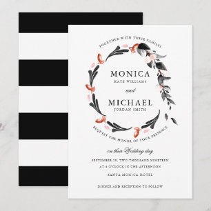 Moonlight Wreath   Moderne botanische Hochzeit Einladung