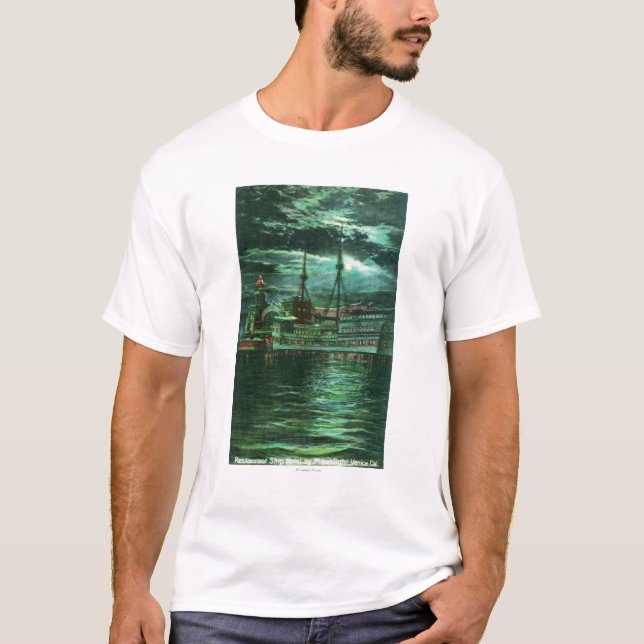 Moonlit Ansicht des Restaurant-Schiffs-Hotels T-Shirt (Vorderseite)