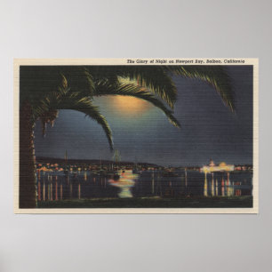 Moonlit Ansicht von Newport-Bucht Poster