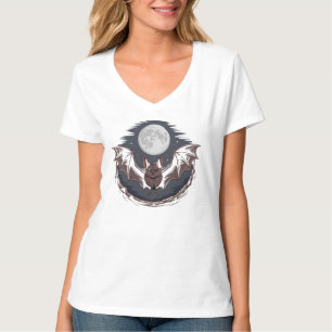 Moonlit Bat - Halloween Night Design T-Shirt