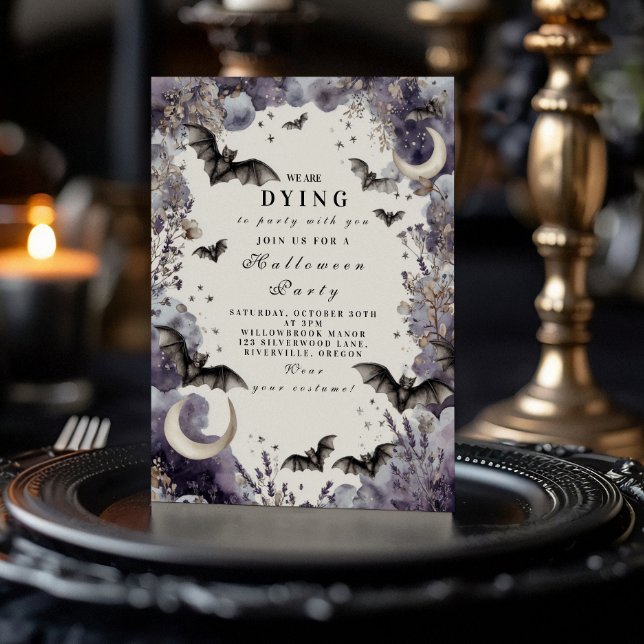 Moonlit Bats Halloween-Party Einladung (Von Creator hochgeladen)