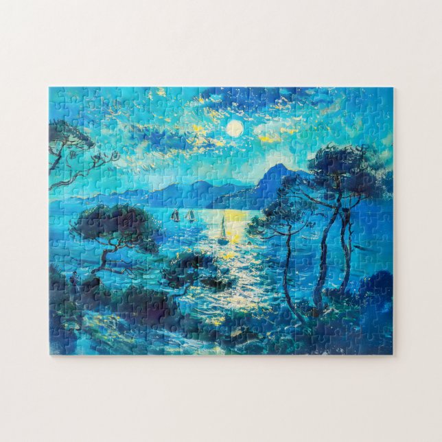 Moonlit Bay mit Boote Impressionist Nocturne (Horizontal)