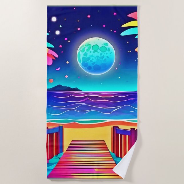 Moonlit Beach Colors Strandtuch (Vorderseite)