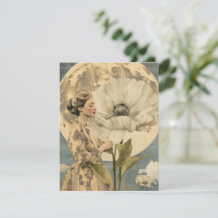Moonlit Beauty - Frau mit weißer Blume und Mond