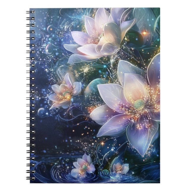Moonlit Blooms: verzaubertes Waters Spiral Noteboo Notizblock (Vorderseite)