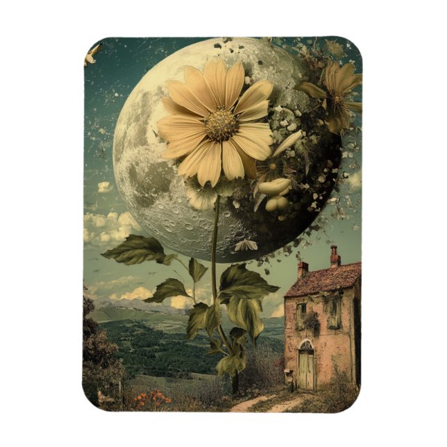 Moonlit Blume und Vintager Charme Magnet (Vertikal)