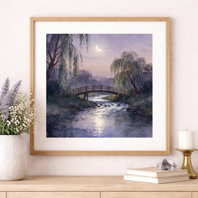 Moonlit Bridge Wall Art Peaceful Landscape Poster (Von Creator hochgeladen)