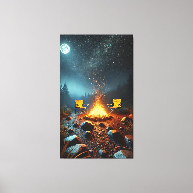 Moonlit Campfire Glow Canvas Print Leinwanddruck (Vorderseite)