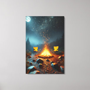 Moonlit Campfire Glow Canvas Print Leinwanddruck