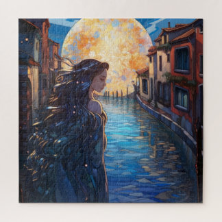 Moonlit Canal Dream – Artistic Jigsaw Puzzle