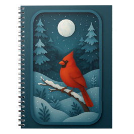 Moonlit Cardinal in Winter Forest Notizblock
