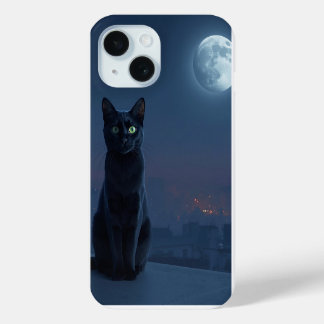 Moonlit Cat on Rooftop Phone Case