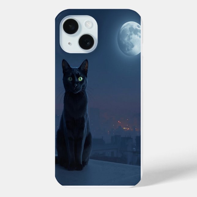 Moonlit Cat on Rooftop Phone Case (Rückseite)