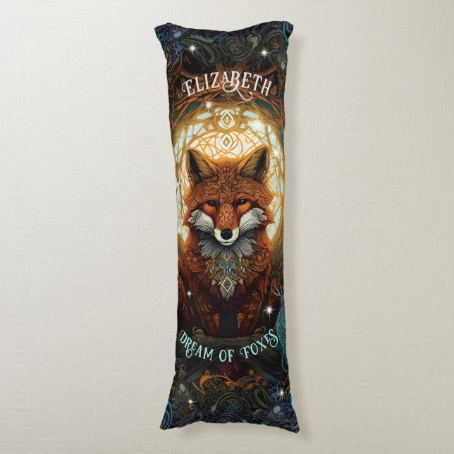 Moonlit Celtic Fox Personalisiert Nature Lover Fox Seitenschläferkissen (Vorderseite Vertikal)