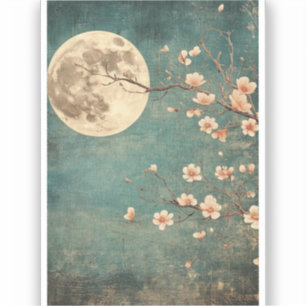 Moonlit Cherry Blossom Serenity Aufkleber