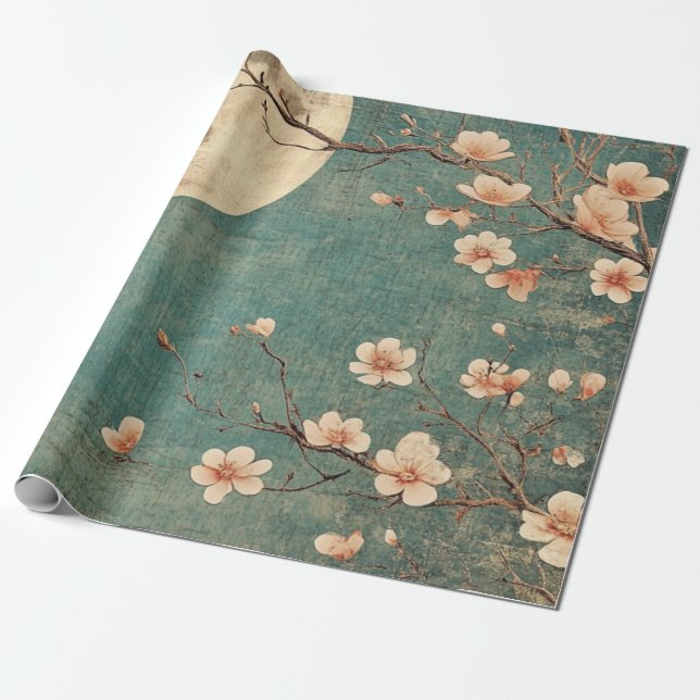 Moonlit Cherry Blossom Serenity Geschenkpapier (Ungerollt)