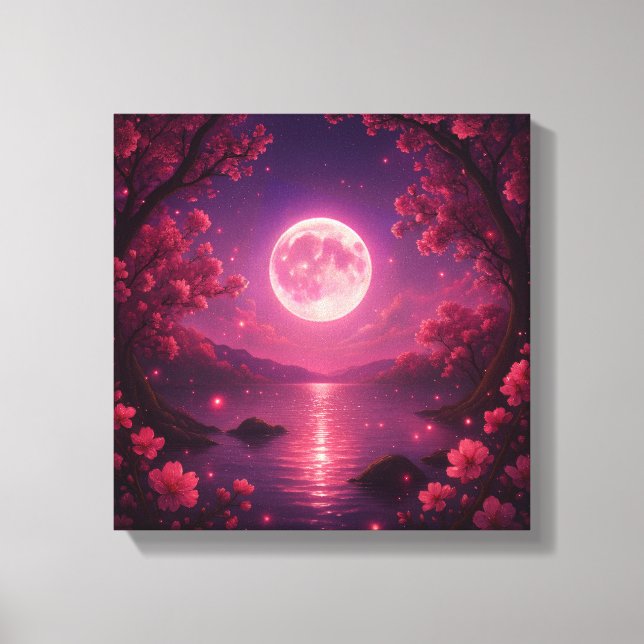 Moonlit Cherry Blossom Serenity Leinwanddruck (Vorderseite)