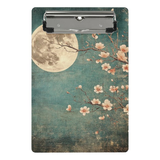 Moonlit Cherry Blossom Serenity Mini Klemmbrett (Vorderseite)
