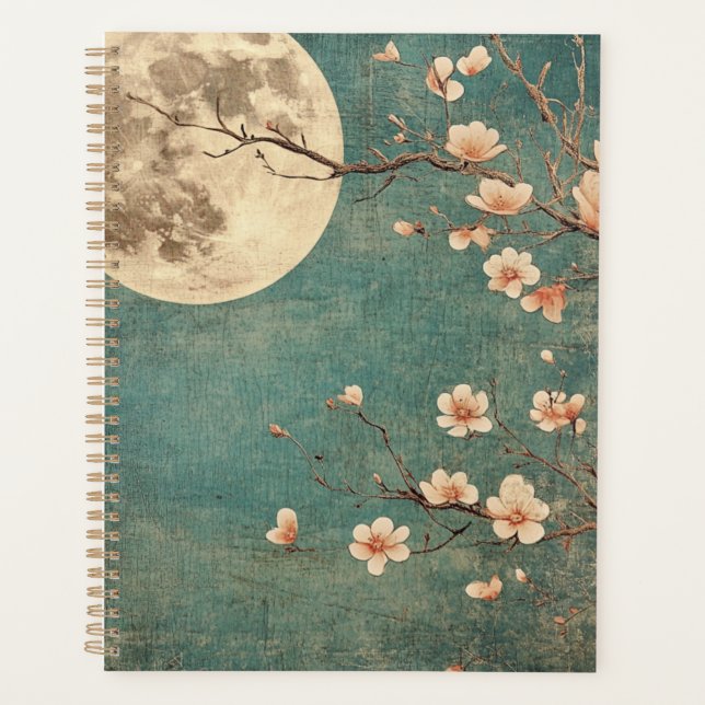 Moonlit Cherry Blossom Serenity Planer (Vorderseite)