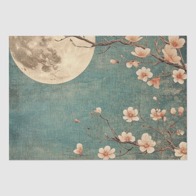 Moonlit Cherry Blossom Serenity Seidenpapier (Vorderseite)