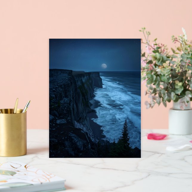 Moonlit Cliffs - ruhige Sicht auf den Mitternachts Acrylschild (Hochzeit)