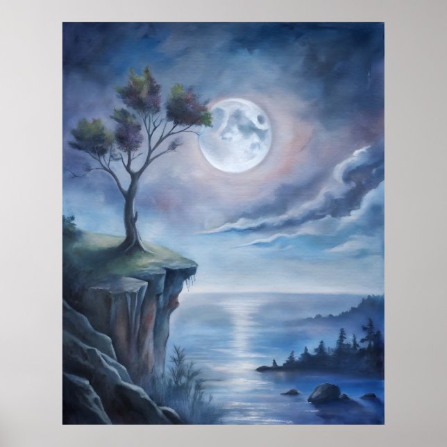 Moonlit Cliffside schön Poster (Vorne)