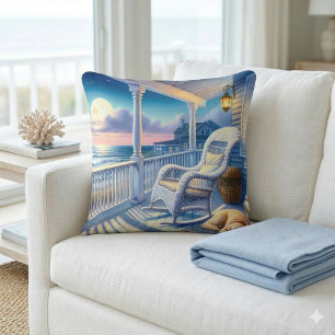 Moonlit Coastal Porch mit Hund & Ocean View Kissen