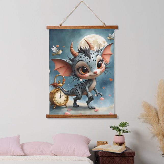 Moonlit Creature Caelum Tickwing  Wandteppich Mit Holzrahmen (Schlafzimmer)