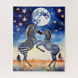 Moonlit Dance Zebras in Love