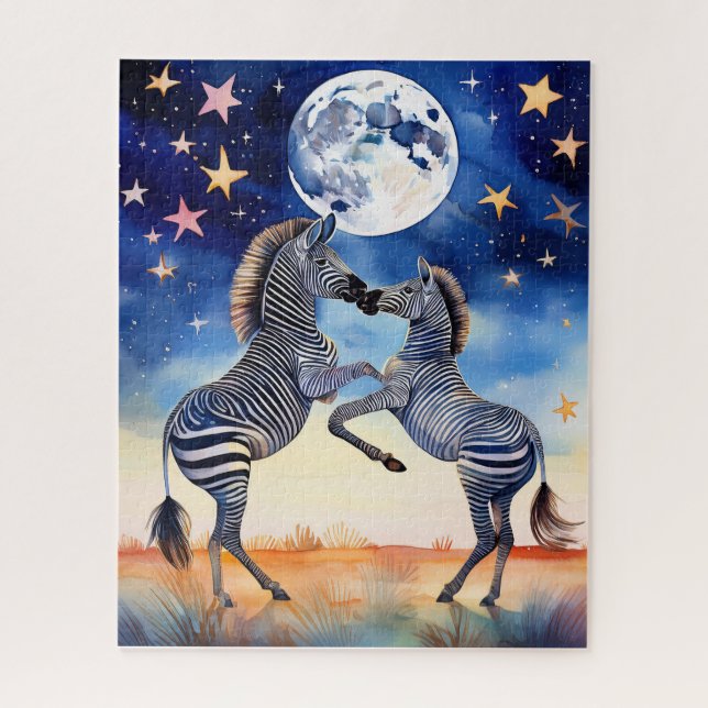 Moonlit Dance Zebras in Love (Vertikal)