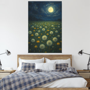 Moonlit Dandelion Meadow Leinwanddruck