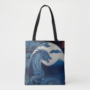 Moonlit Dragon of Fuji Tote Bag