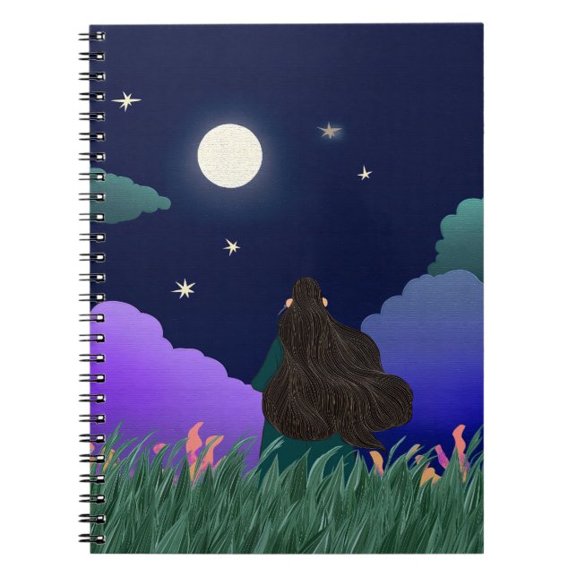 Moonlit Dreamer Girl Spiral Notebook Notizblock (Vorderseite)
