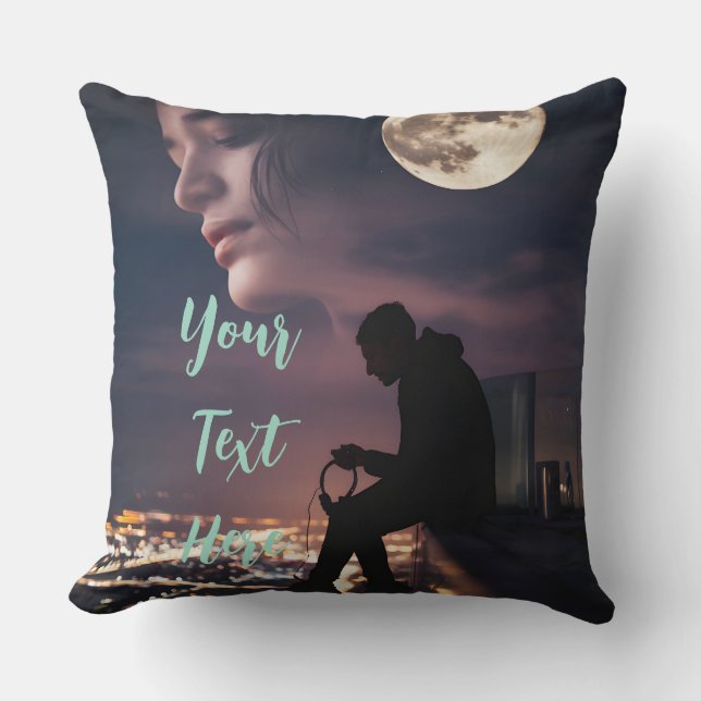 Moonlit Dreams Urban Night Sky Kopfkissen Kissen (Vorderseite)