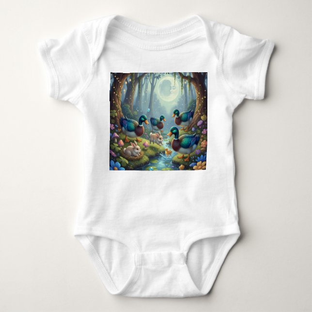 Moonlit Ducklings' Forest Baby Strampler (Vorderseite)