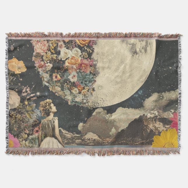 Moonlit Elegance - Frau mit Mond (2) Decke (Vorderseite)
