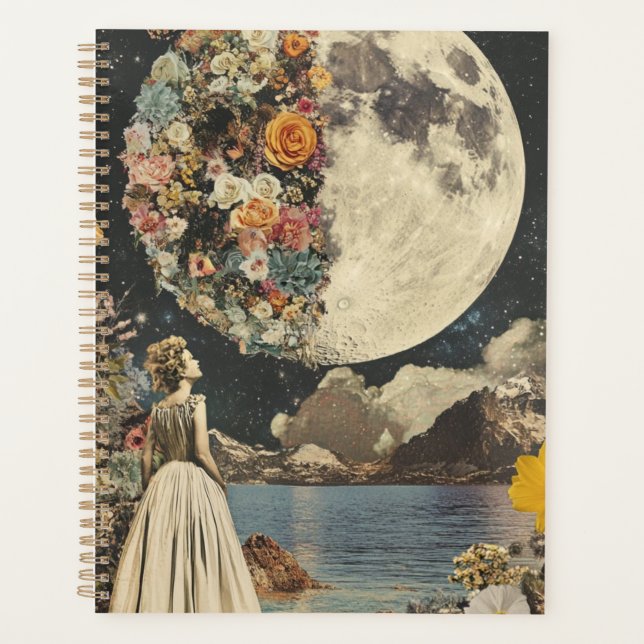 Moonlit Elegance - Frau mit Mond (2) Planer (Vorderseite)